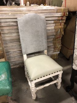 Antique white wash dining chair Rustic rustic gray gray leather spindle leg