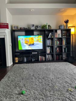 Black Wood TV Stand Entertainment Center