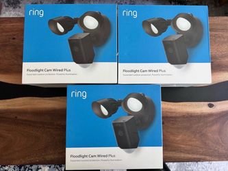 3 New Unused Ring Wired Floodlight Cameras
