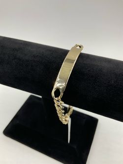 14KT YELLOW GOLD 7.75” 6.5MM CURB LINK ID BRACELET 11.4GR