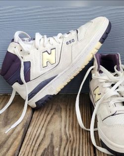 New Balance 650 cream and purple high top sz 6.5 unisex