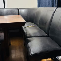 Faux Leather Wrap Around Bench with Table