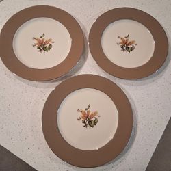 3 Flintridge China Dinner Plates 