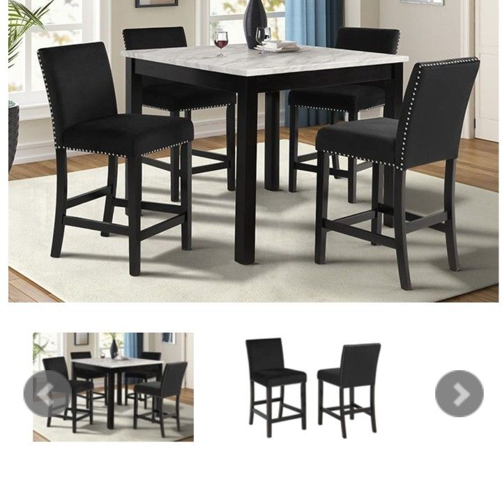 Badcock Lennon 5 Piece Counter Height Dining Room Set Black