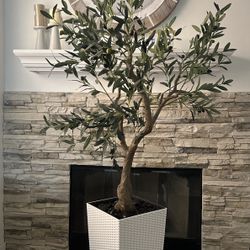 Olive Tree Artificial Plastic Plant Home Decor W/ Pot Stand