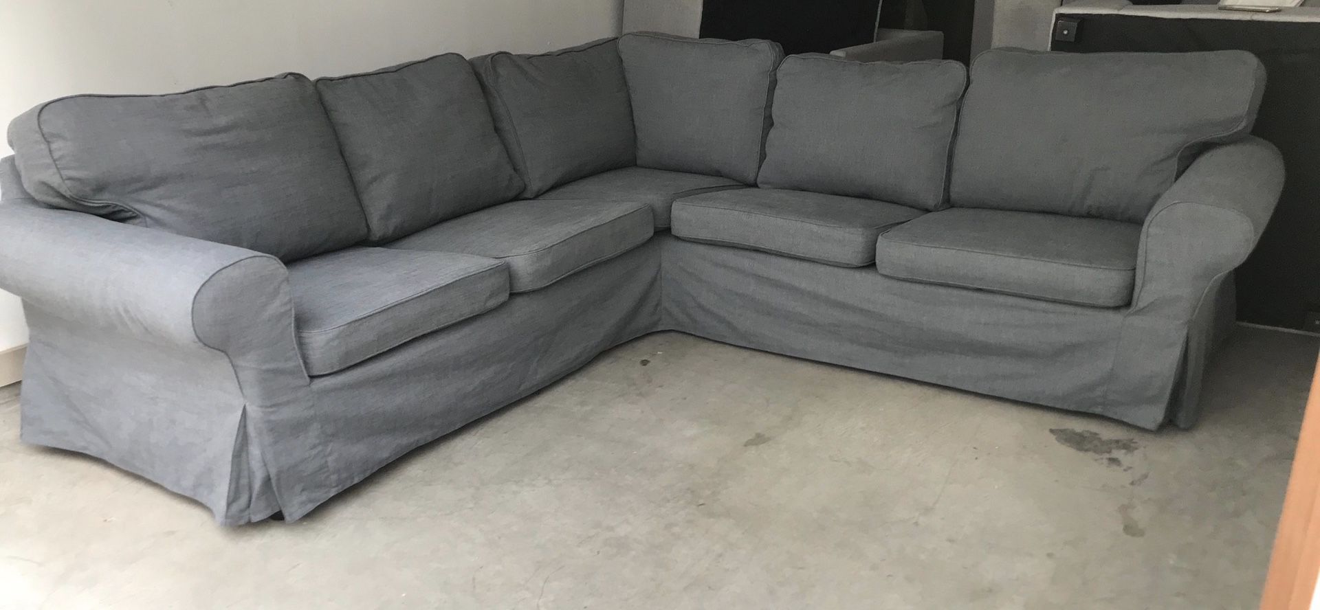 IKEA Gray Sectional W/Extra White Slipcover