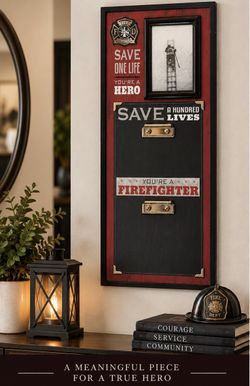 Firefighter Themed Wall Plaque with Photo Frame