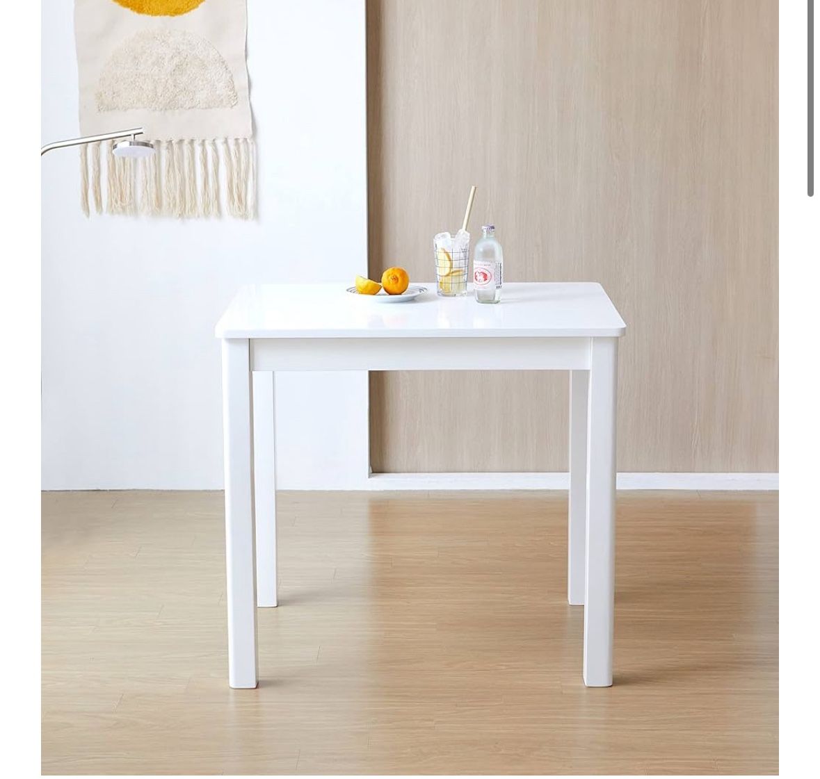 White Rectangular Wooden Dining Table