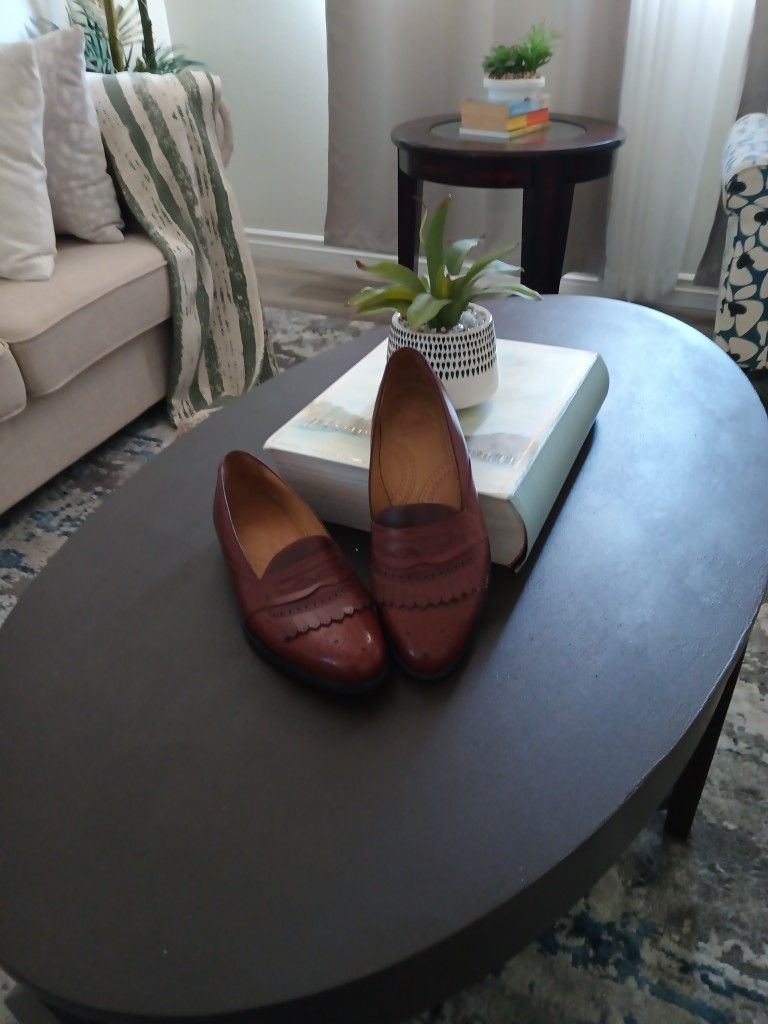 Allen Edmonds Wakefield Leather Wingtip Kiltie Brown Slip On Loafers
