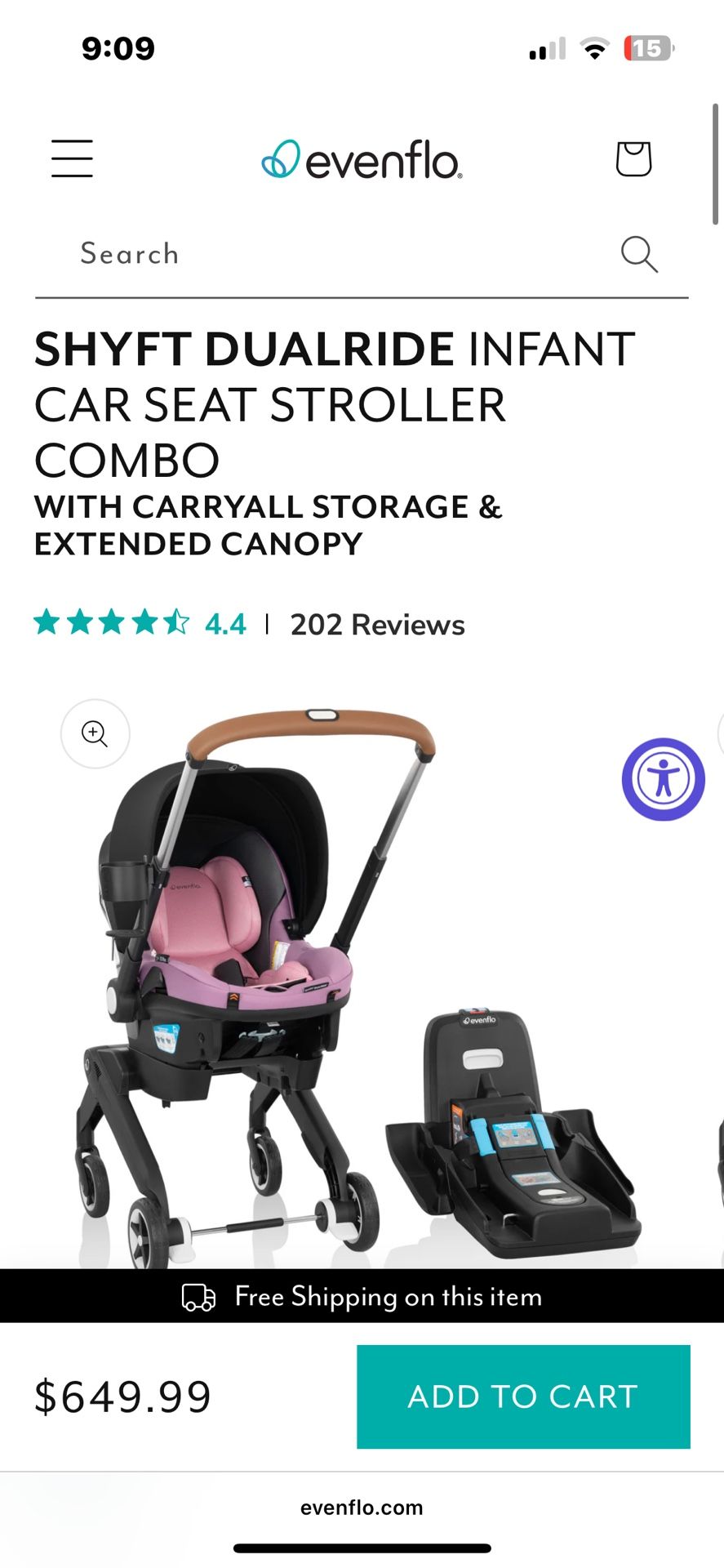 Evenflo Shyft Infant Car seat