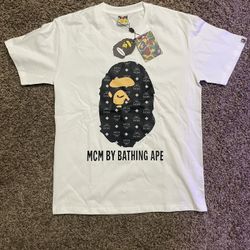 White Mcm Bape Shirt Size M