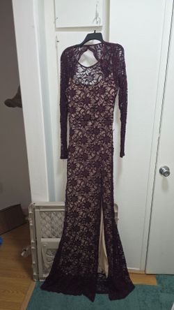 Windsor Maxi Lace Dress — Burgundy/Plum, Size L