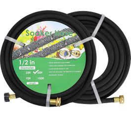 MAMIZO 2-Pack 50FT Soaker Hoses 1/2” Heavy Duty w/ Brass Connectors