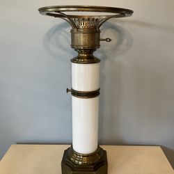 Rare Vintage Paul Hanson Milk Glass and Brass Lamp  Base  31” Tall
