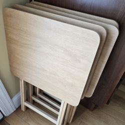4 Pc Folding TV Tray Table Natural