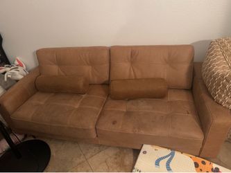 couch 3 seater orange tan colored