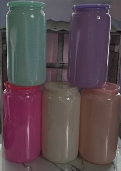 16oz Sublimation Glass Can Cup Glitter Shimmer