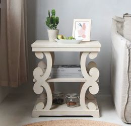 2 white farmhouse side tables