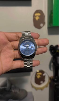 Day-Date Blue Dial Steel Watch