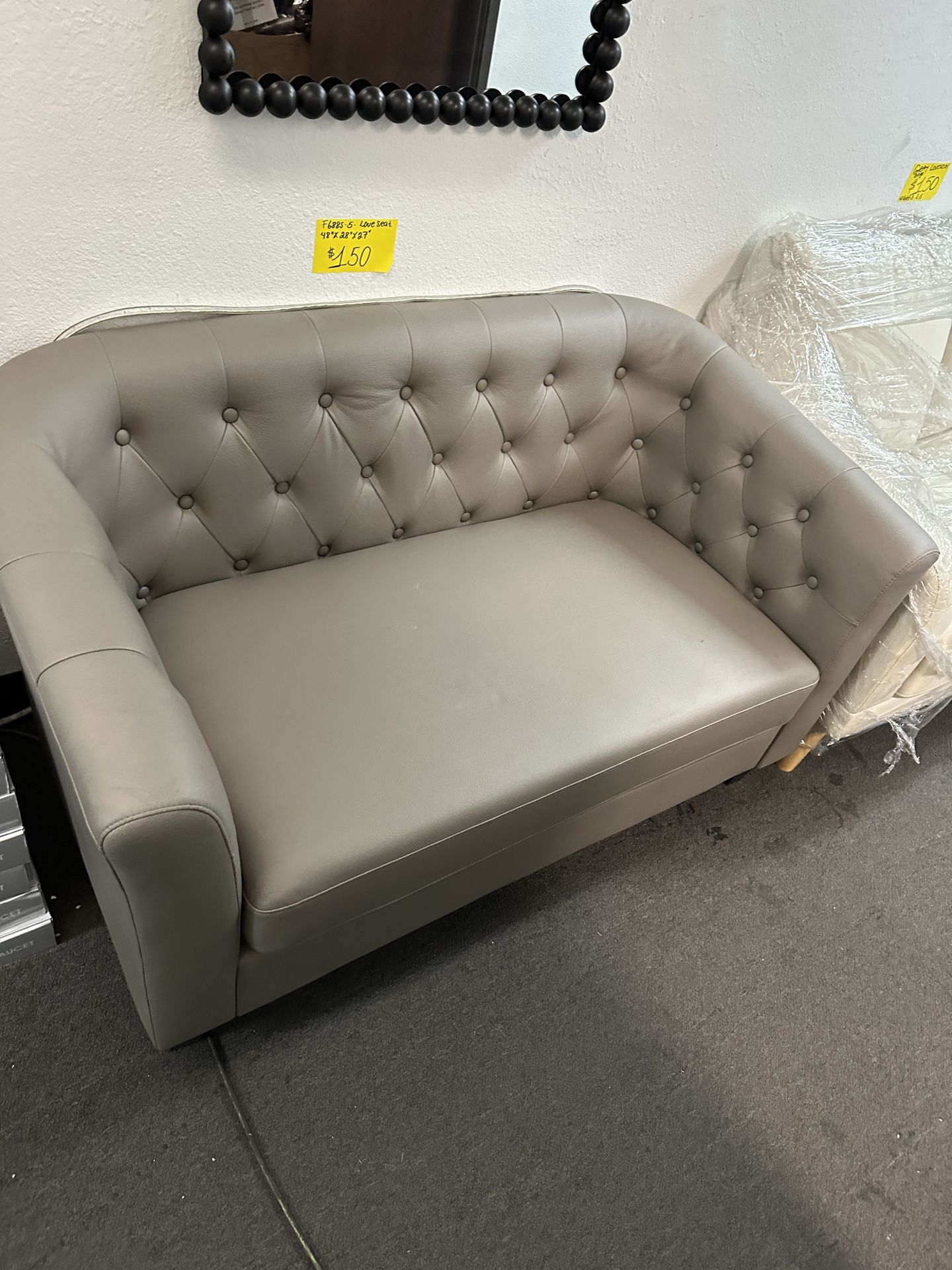 $150.00 Each New 50” Loveseat White Fabric Or Light Brown PU Leather