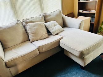 Beige Fabric Sectional Sofa with Chaise