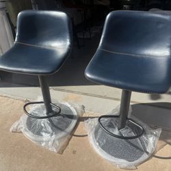 Clearance! Last Set Of Two Navy Blue Adjustable Height Bar Stools Only $140