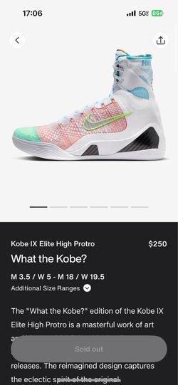 Kobe IX Elite High Proto Size 8.5 DS