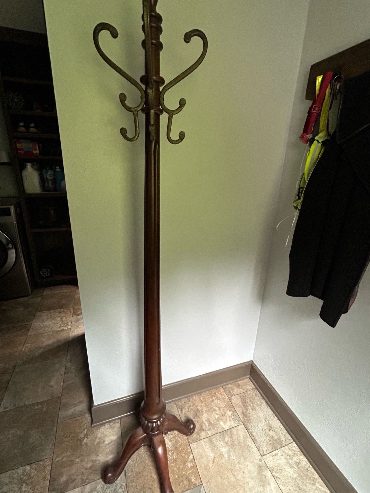 Tall wooden coat rack