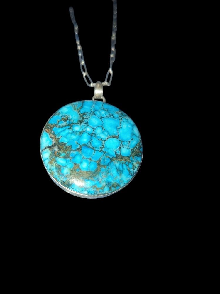 925 Real Turquoise Pendant 