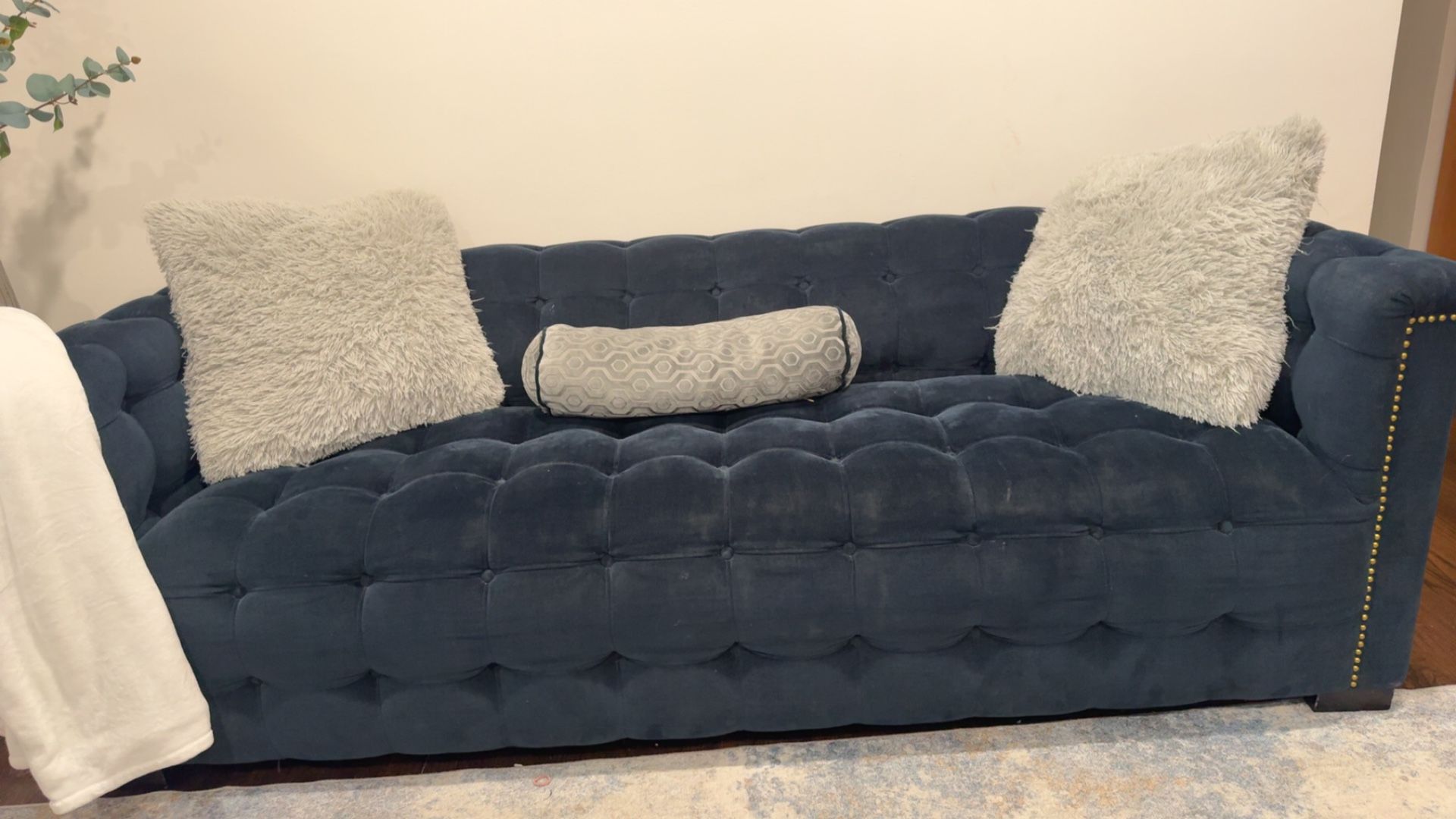 Set Of 2 Navy Couches (three Seater Sofas)