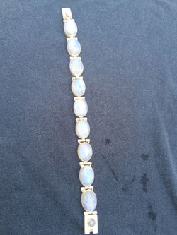 Antique Gorgeous Moonstone Tennis Bracelet  .925 Sterling.  7.5" Long