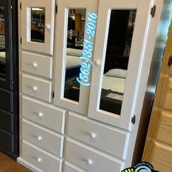 White XL PINEWOOD WARDROBE DRESSER Chest New  