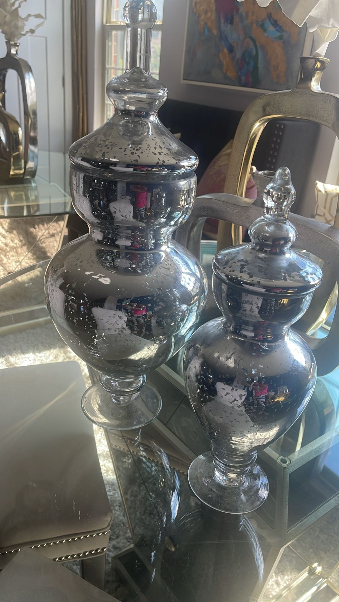 mercury glass apothecary jars