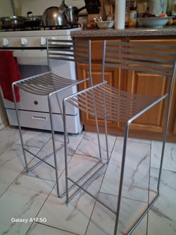 Silver Metal Wire Bar Stools – Set of 2
