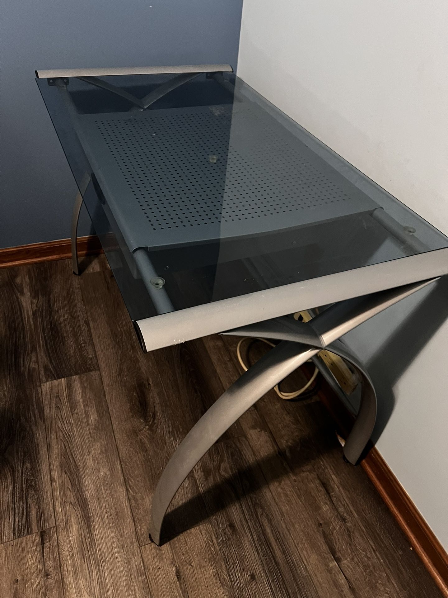 Metal Glass Top Desk.