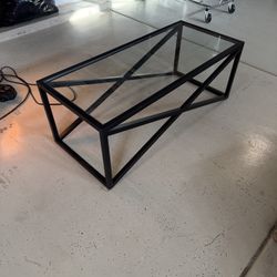 Black Metal Frame Coffee Table With Glass Top