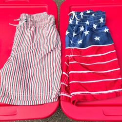 2 pairs youth boys swim shorts size M 10/12