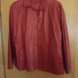 Women's Size 14P, Real Clothes Red Faux Leather Jacket 