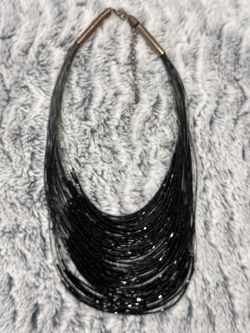 Black Beaded Layered Necklace 
