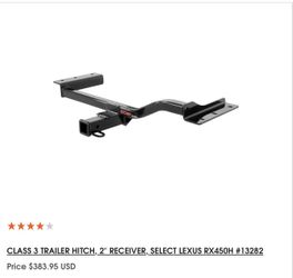 CURT CLASS 3 TRAILER HITCH, 2" RECEIVER, SELECT LEXUS RX450H #13282