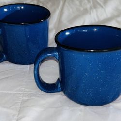 Pair Of 2 Vintage Dark Blue Speckled Microwave/Dishwasher Safe MARLBORO UNLIMITED Collectible Coffee Mugs!