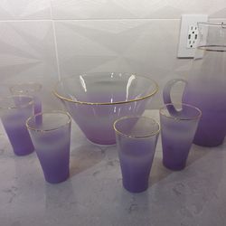 Purple Vintage Mid Century Blendo Glass Set