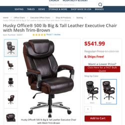 New Leather  Executive Office Chair 500 LB Weight Capacity (delivery available, read details)