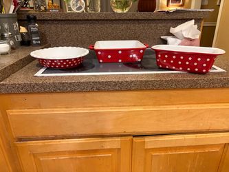 BIA Cordon Bleu 3 Piece Red and White Polka Dot Bakeware Set