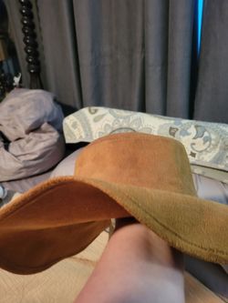 Brown Faux Suede Wide Brim Hat Boho Hippy