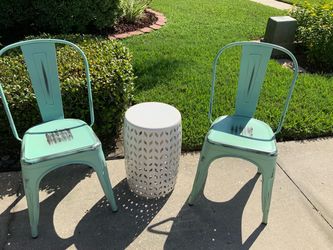 Metal Chairs and Small Table Set