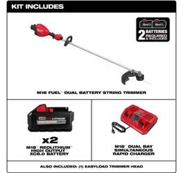 (2) XC8.0 Batteries Charger And Trimmer Milwaukee
