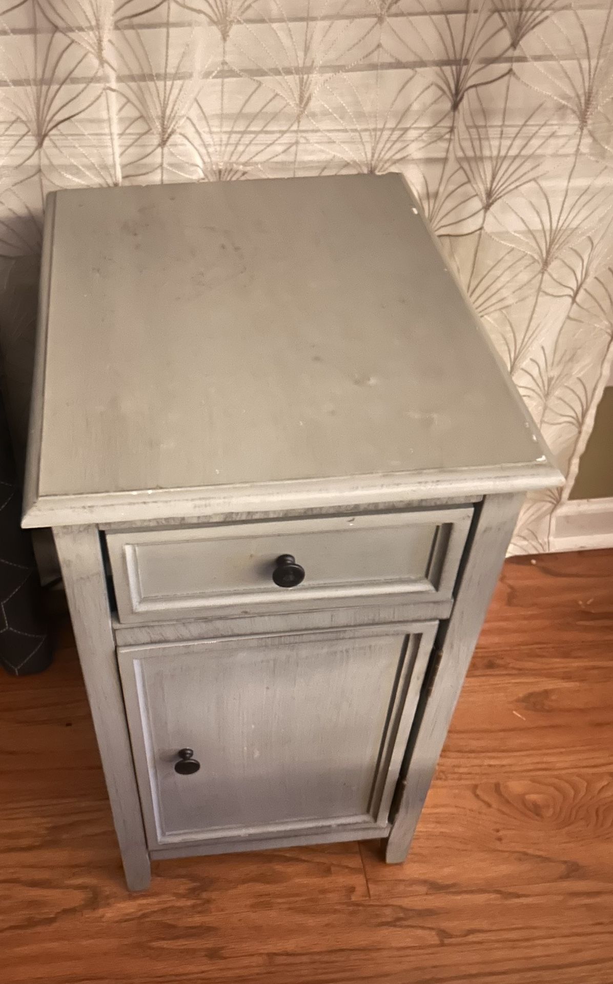 Grey Wooden Side Table W/ USB & Outlet Port