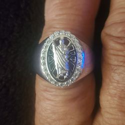 Vintage 90'S Sterling Silver 925 Mens Womens Sterling Silver Saint Jude Ring 