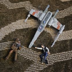 STAR WARS TOYS ACTION FLEET JEK  ROGUE 6 X-WING STARFIGHTER HAN SOLO CHEWBACCA 